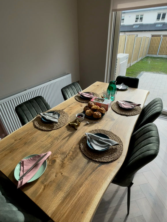 Live edge oak kitchen dining table Dublin Ireland