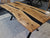 Oak dining table with with black resin