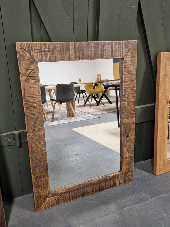 Large dark oak floor standing or wall hanging mirror for bedroom or hallway