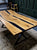 30% off, Oak dining table with with double black epoxy resin river