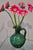 Oriental crackle glazed jade green vase,  handmade in Jingdezhen with distressed finish