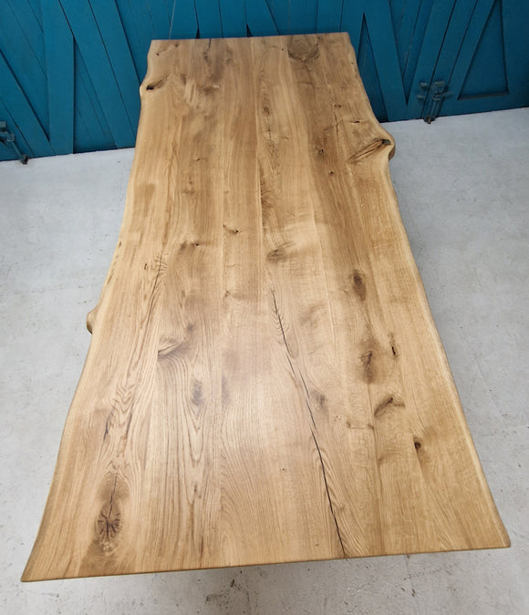 large 2.4m x 1m live/ raw edge oak  dining table