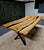 30% off, Oak dining table with with double black epoxy resin river