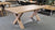 Solid oak dining table with robust Oak X style legs in a choice of 4 finishes