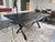 Live edge oak dining table with rustic ebonised dark black finish