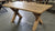 Solid oak dining table with robust Oak X style legs in a choice of 4 finishes