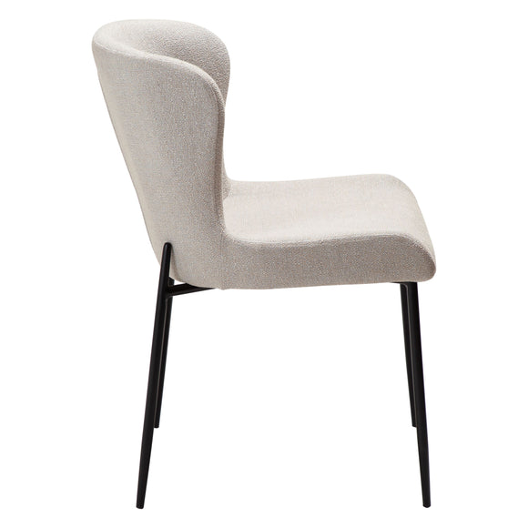 Glam dining chair, cosy bouclé fabric in 6 colours with black legs