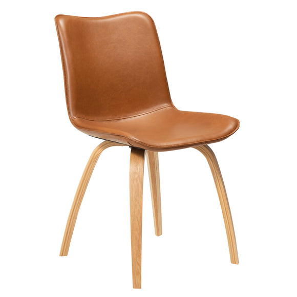 Glee dining chair, choice of art leather and fabric finishes with oak legs, made in Denmark