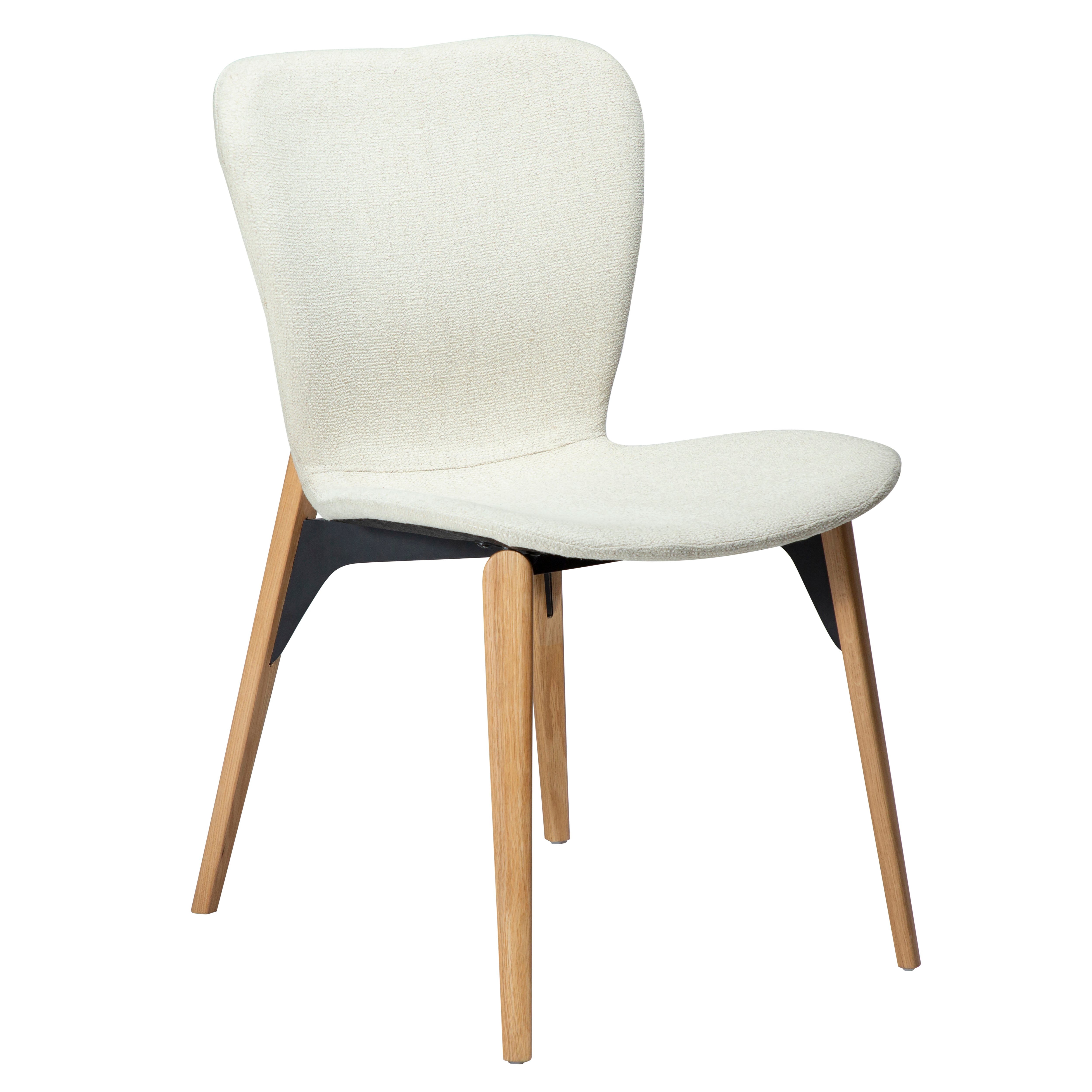 Paragon dining chair, sumptuous Bone white bouclé fabric and sculpted oak legs