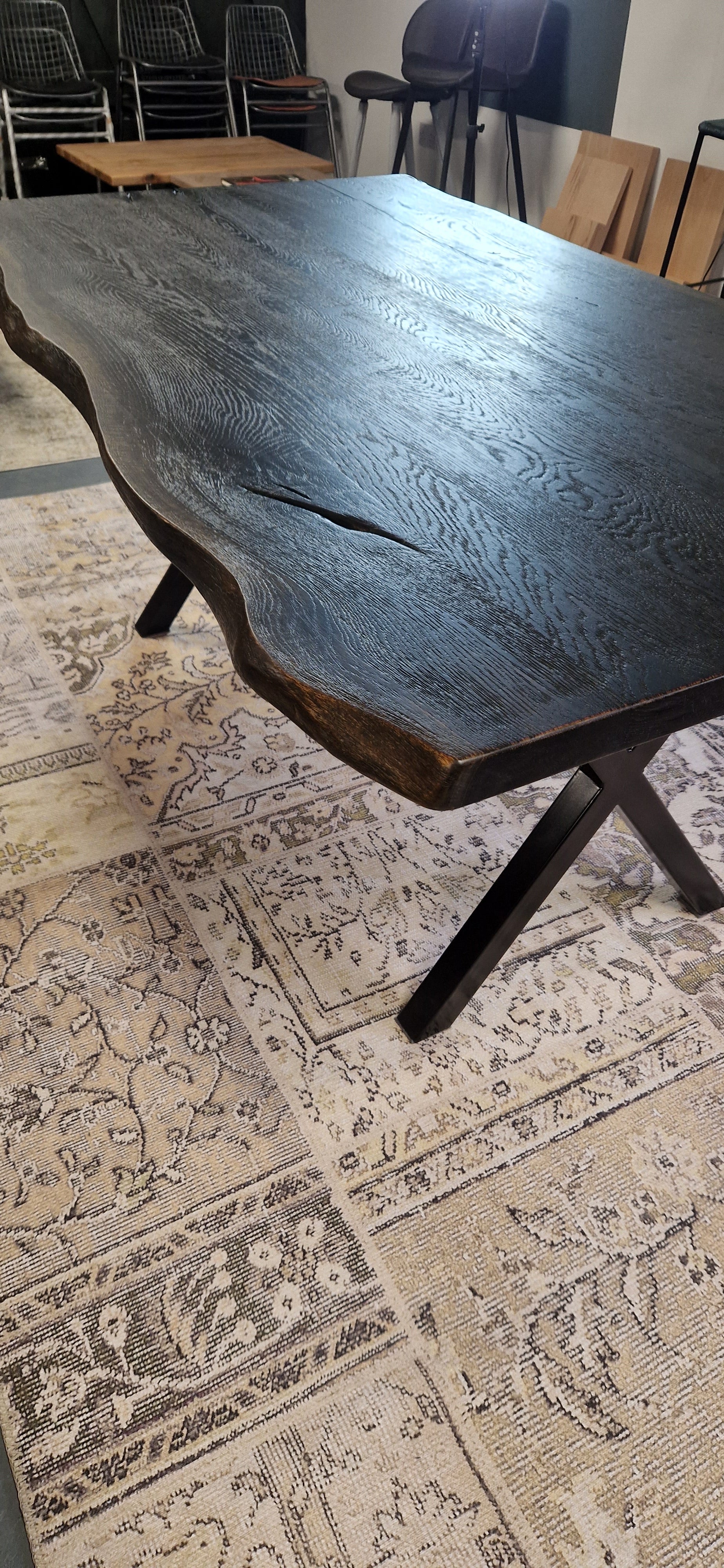 Black stained oak dining on sale table