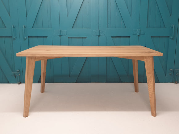 European Oak Dining Table with Natural Finish and Scandi Style Leg