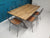 OAK DINING TABLE, 42MM THICK WITH VINTAGE FINISH AND STEEL X STYLE LEG