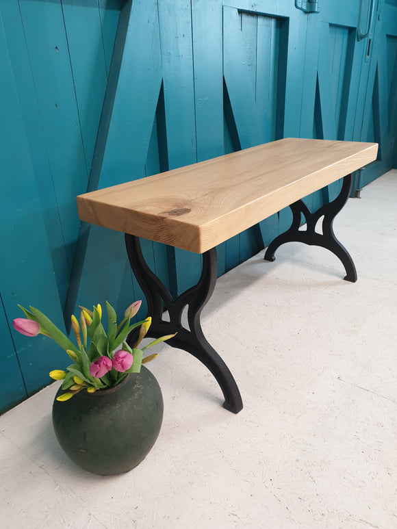 Ash bench seat with cast iron legs