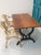 Outdoor / conservatory  dining table, solid teak hardwood top, cast iron legs