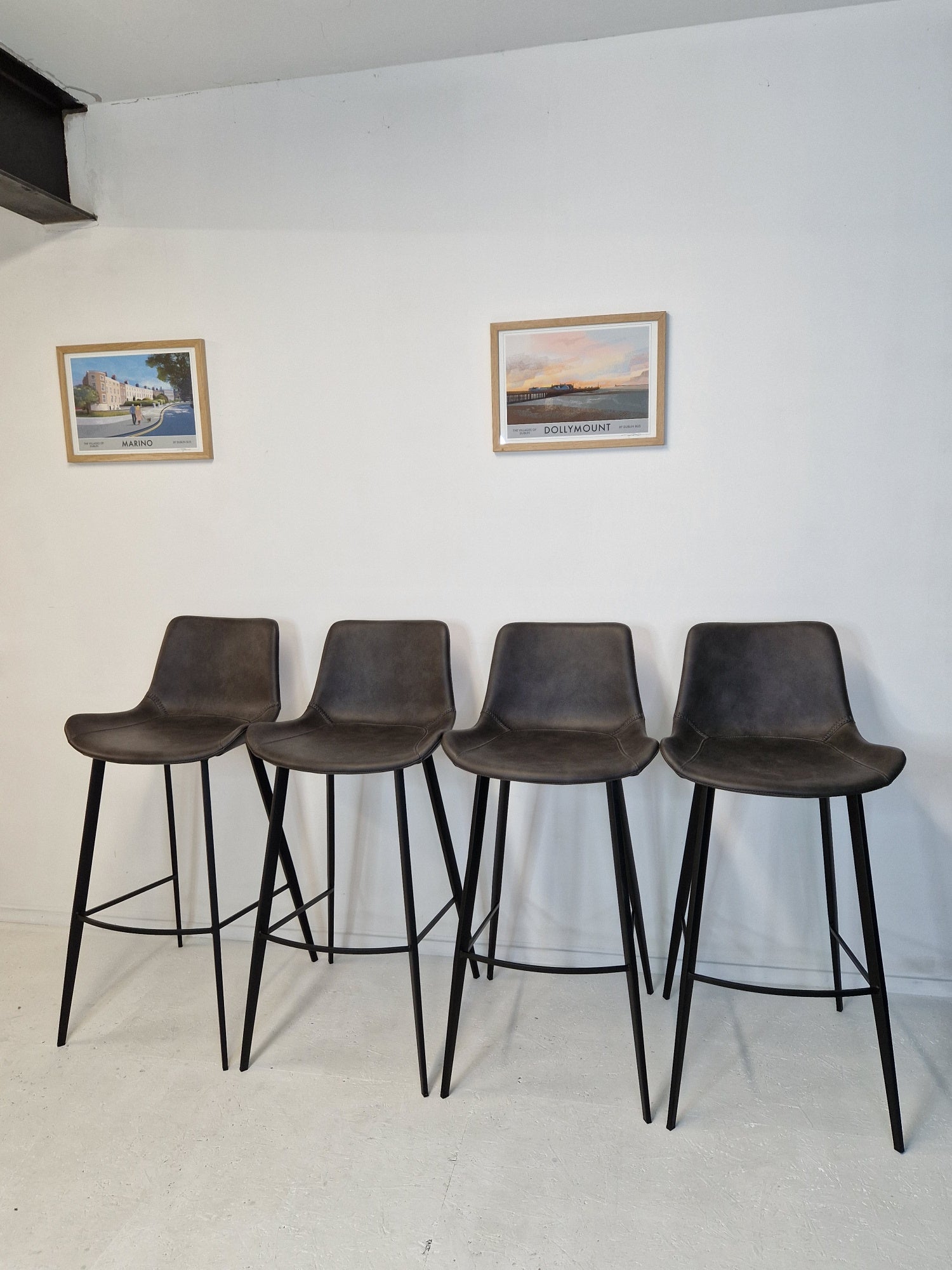 1/2 price, Set of 4 Hype bar stools, vintage grey art leather