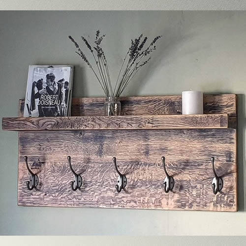 Oak Coat Hanger with Shelf