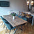 OAK DINING TABLE, 42MM THICK WITH VINTAGE FINISH AND STEEL X STYLE LEG
