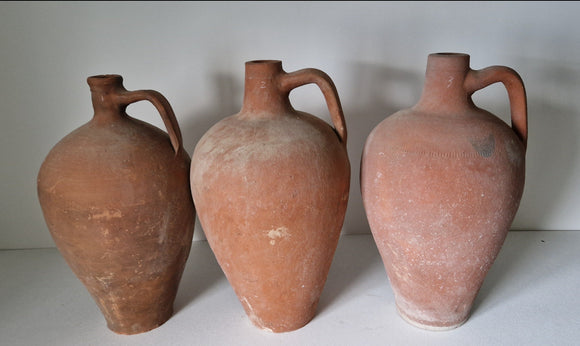 large vintage earthenware clay pots jugs jars from Anatolia Turkey