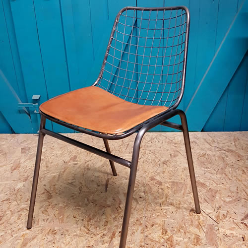 SALE €50 OFF ORIGINAL PRICE...PARISIEN MESH DINING CHAIR WITH TAN LEATHER SEAT PAD