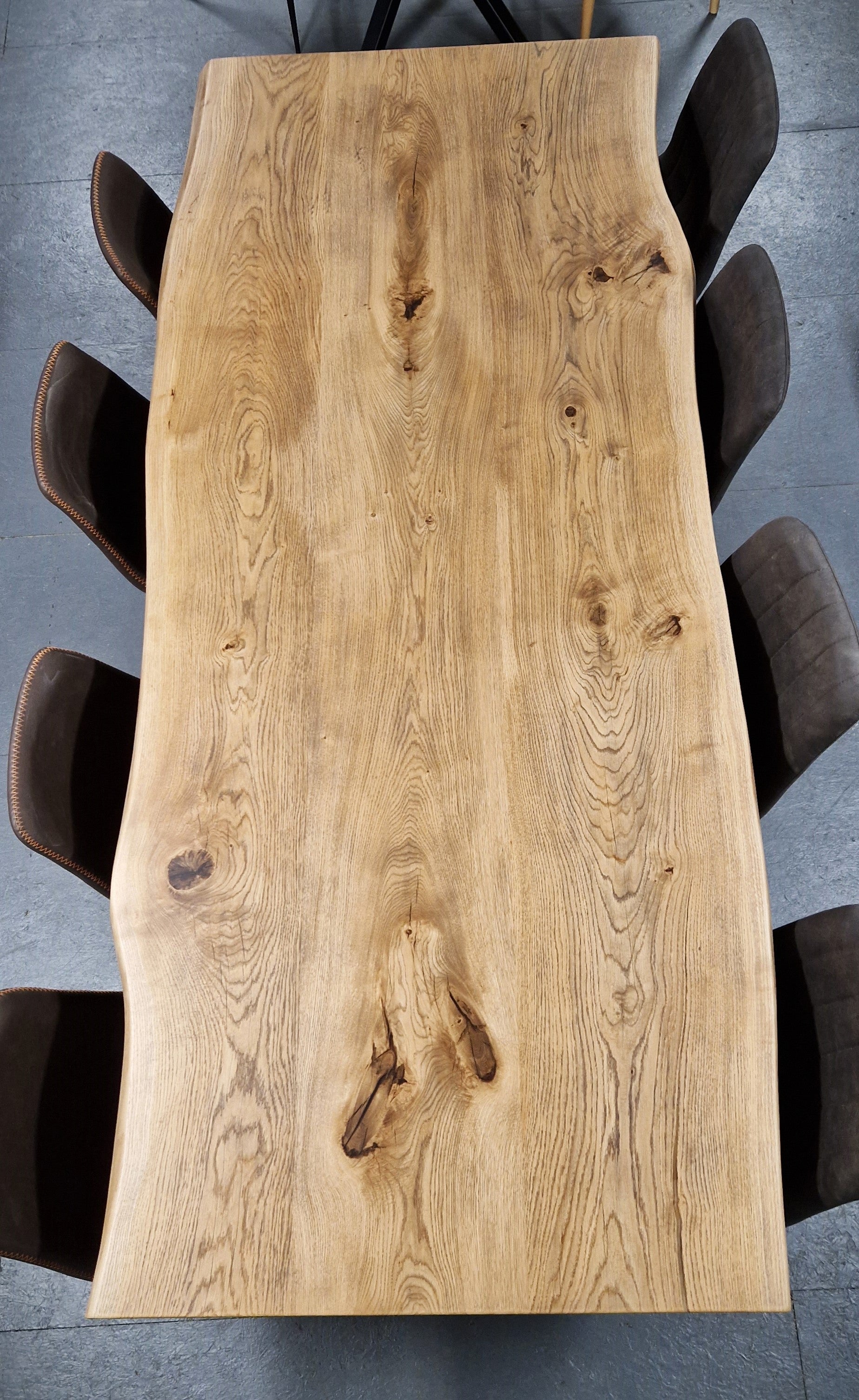 Large live edge oak kitchen dining table