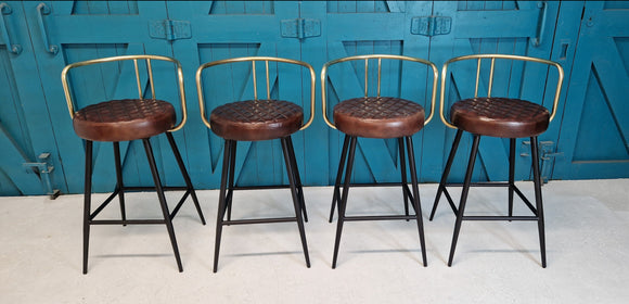 Cosmopolitan bar stool, leather Art Deco style