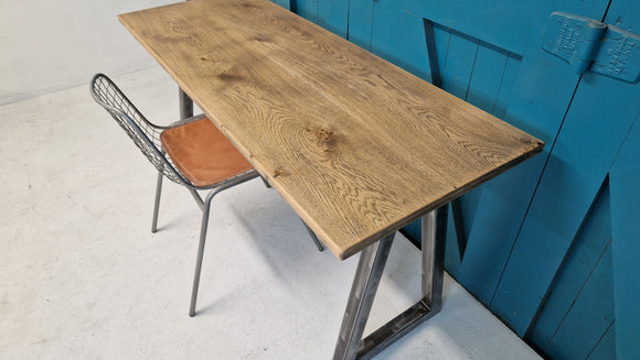 rustic oak desk workstation, industrial style