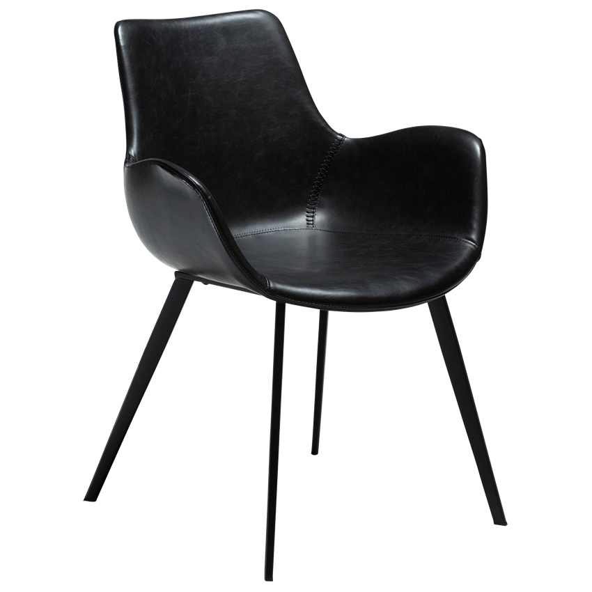 Monaco armchair, vintage black art leather