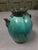 Large hand crafted turquoise oriental Wabi Sabi ceramic wine jar