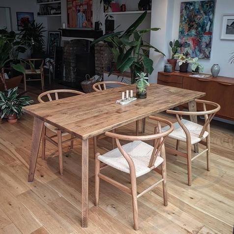 Scandi Style Bespoke Oak Dining Table with Vintage Finish, made in Ireland