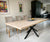 Oak dining table/kitchen table with star/spider steel base